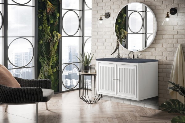 36″ James Martin Athens E645-V36-GW-3CSP Vanity Cabinet Charcoal Soapstone Top