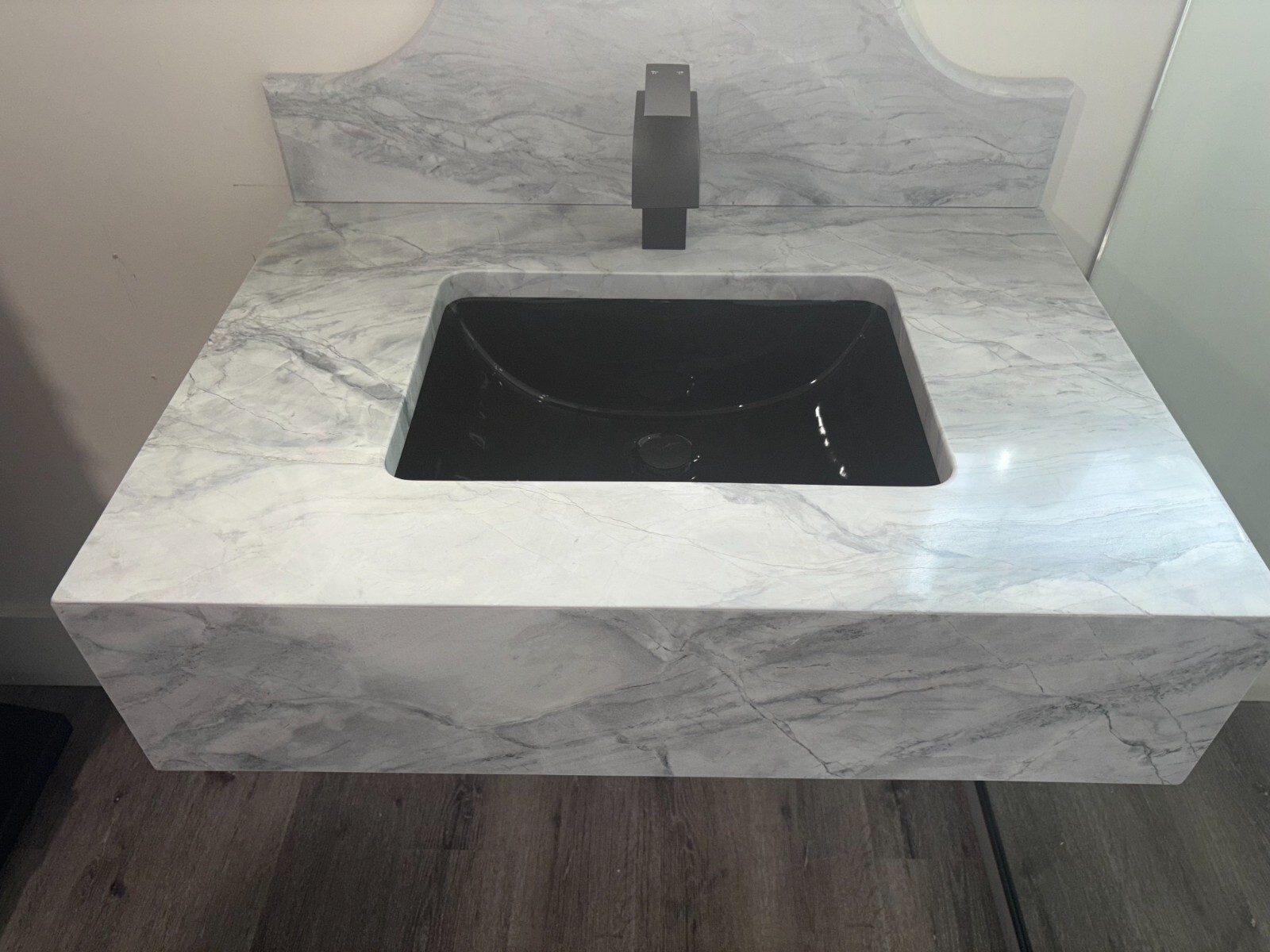 Custom Quartzite Floating Vanity with Integrated Sink – Modern Natural Stone