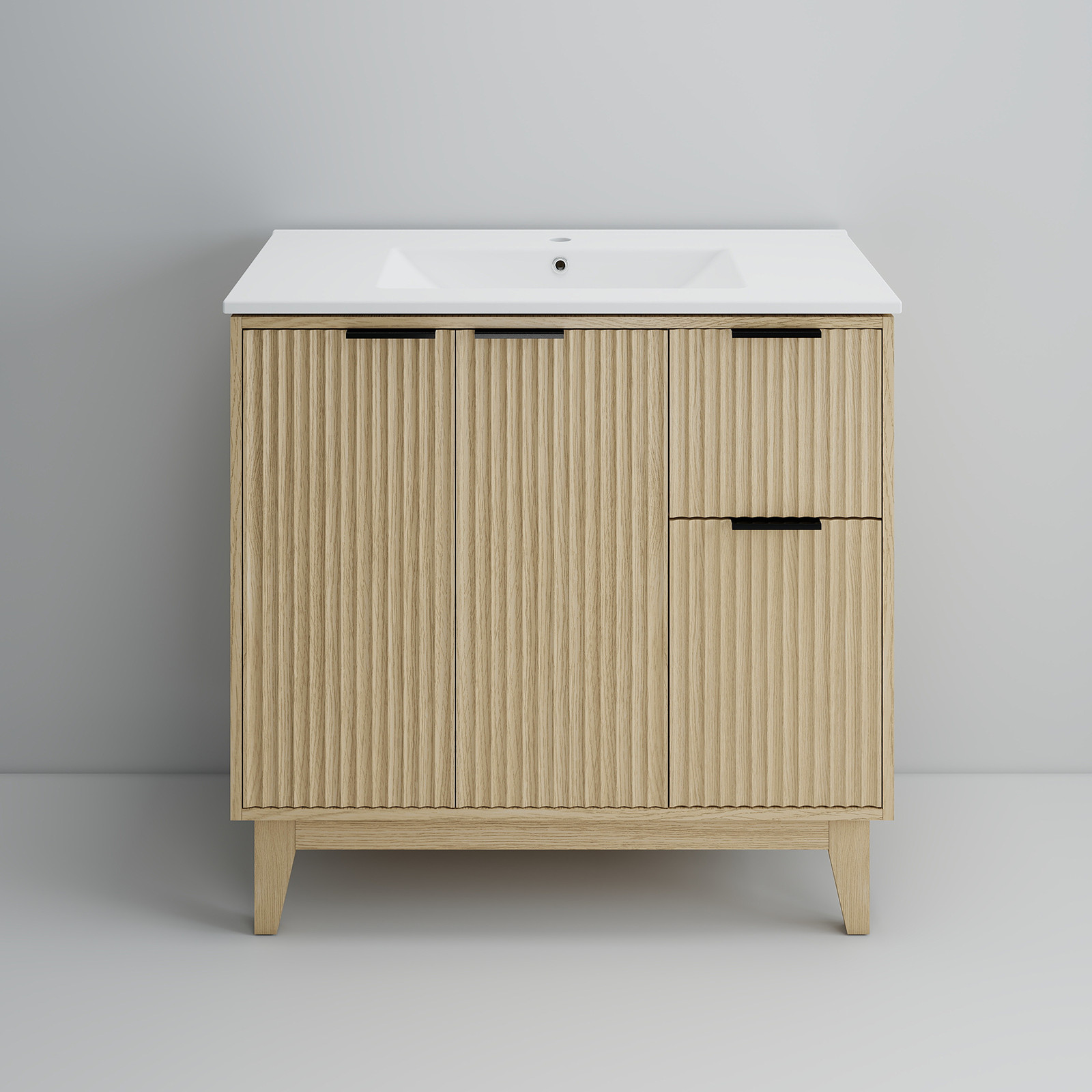 36″ Light Oak Bathroom Vanity with Sink, Soft Close Doors & Soft Drawers