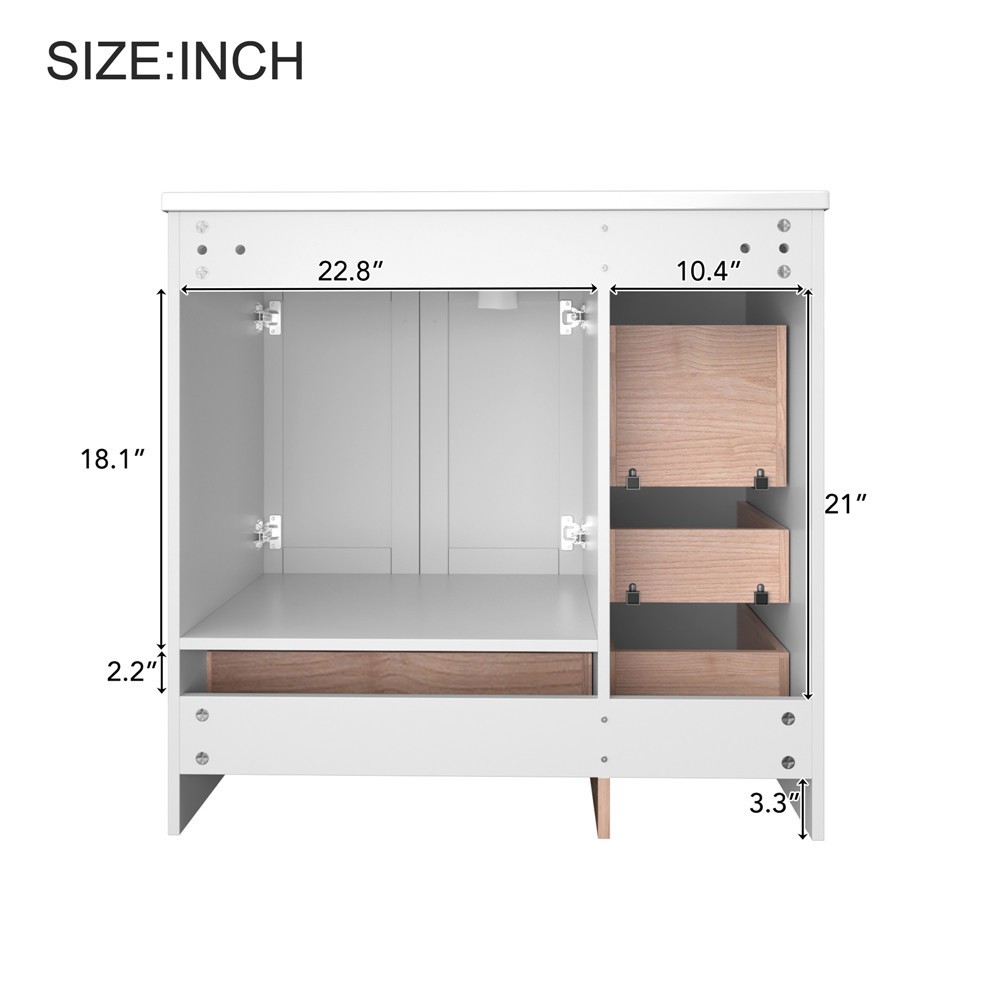 36″ Bathroom Vanity w/Sink,4 Drawers,Freestanding Vanity Storage Cabinet,2 Doors