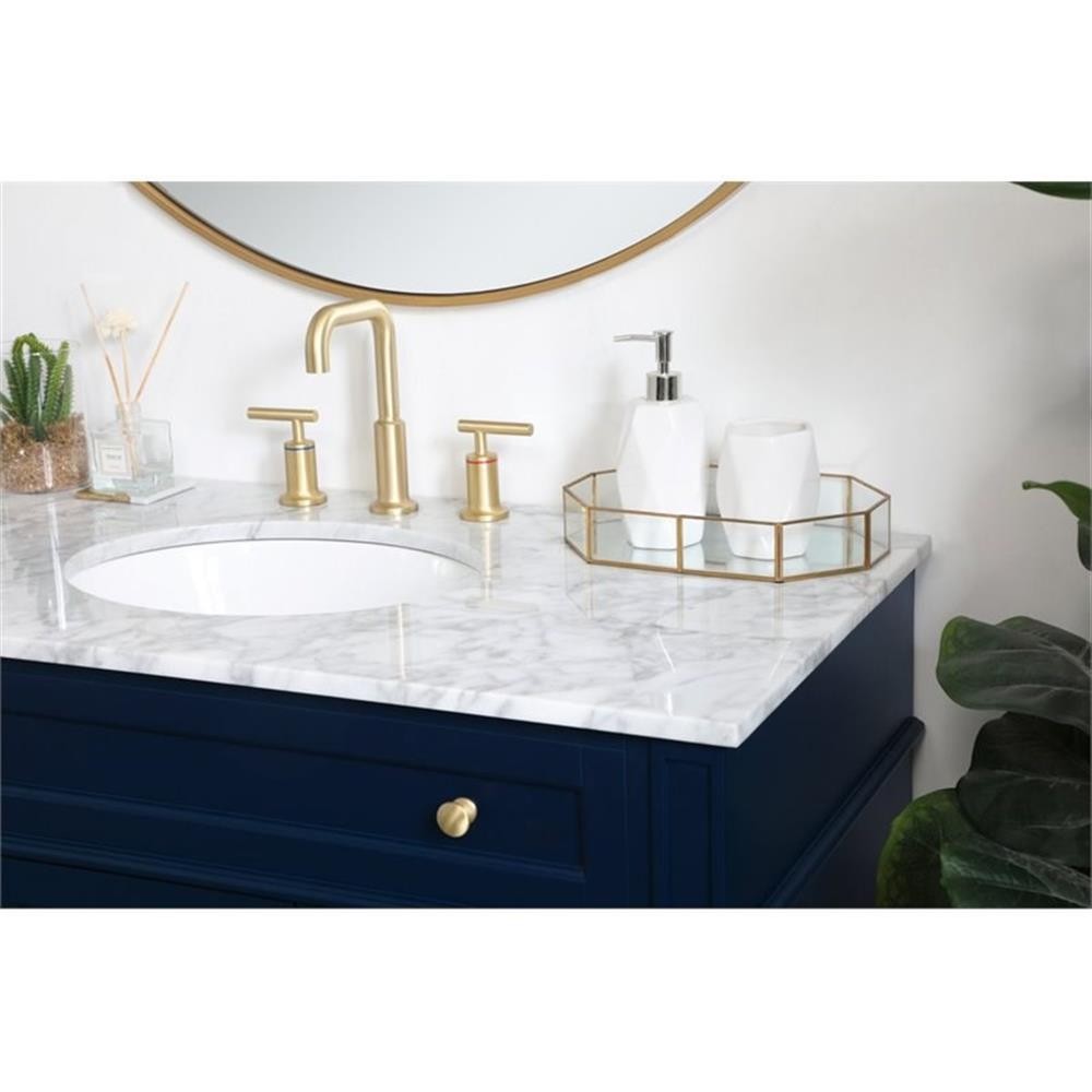 Elegant Decor Park Avenue 42″ Metal MDF Marble Single Bathroom Vanity in Blue
