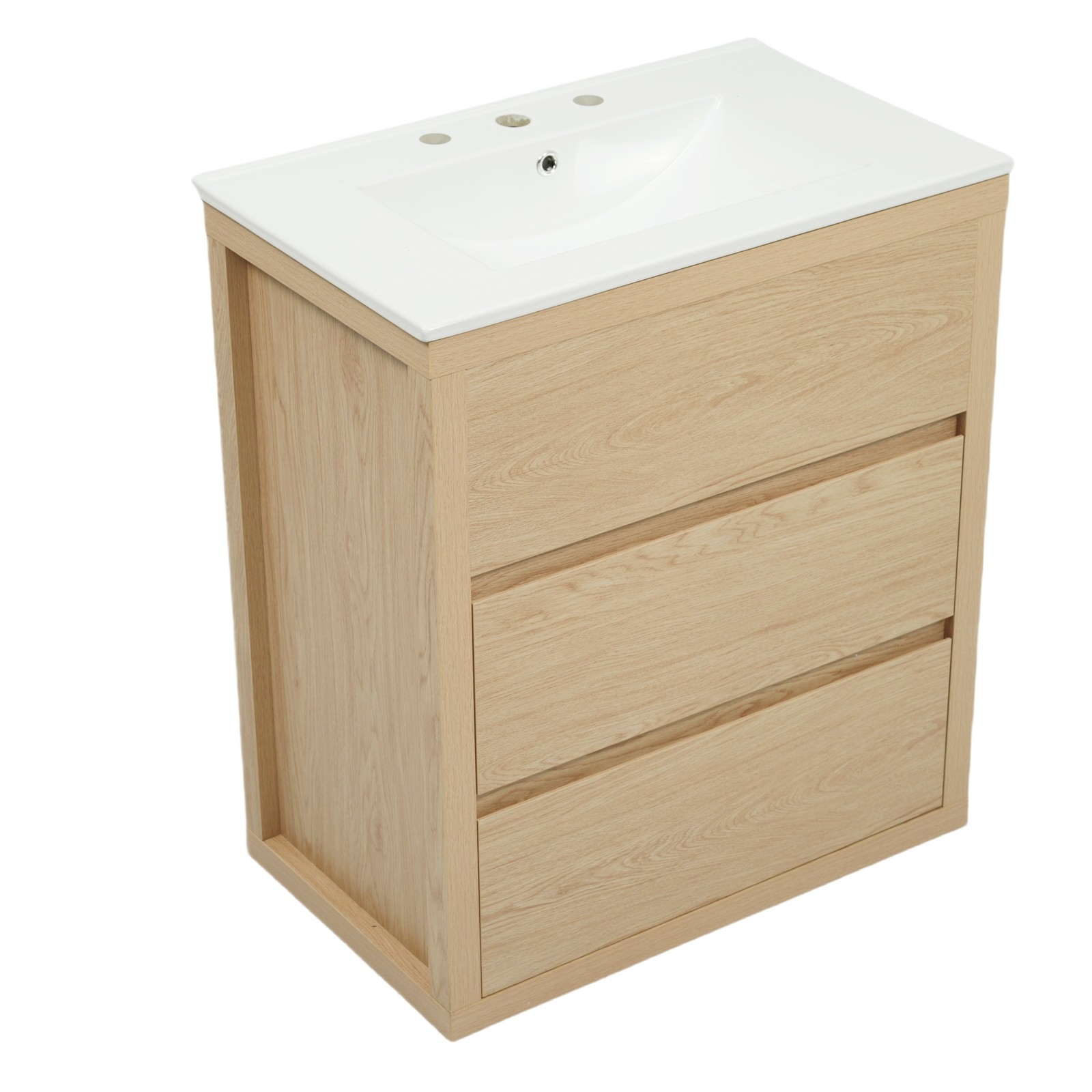 60″ Double Sink Bathroom Vanity Set,Bathroom Cabinet w/2 Separate Ceramic Sinks