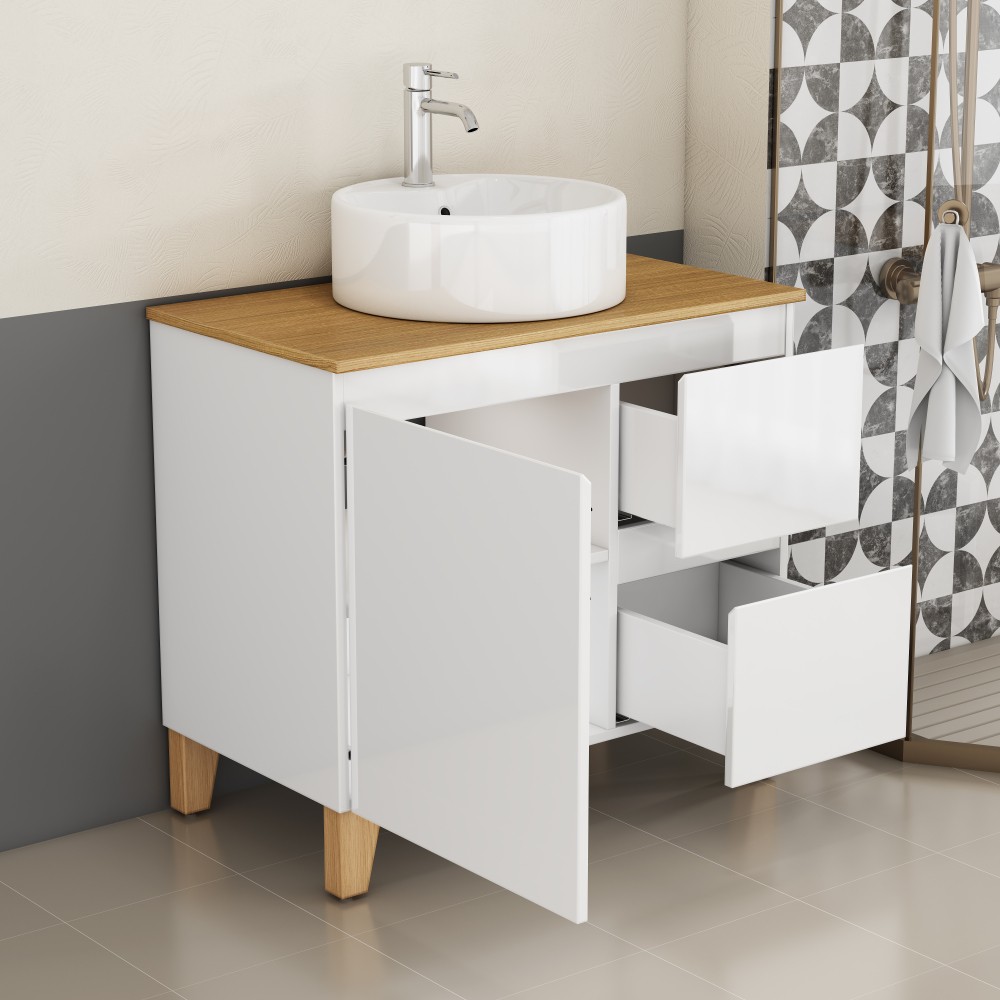 Bathroom Vanity W Sink Features 1 Door A 2 Drawers Includes Soft-Close Mechanism