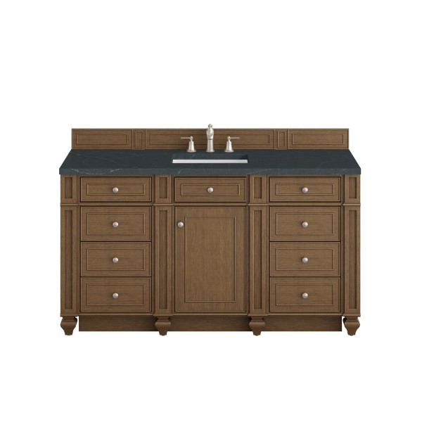 60″ James Martin Bristol 157-V60S-SBR-3CSP Vanity Cabinet Charcoal Soapstone Top