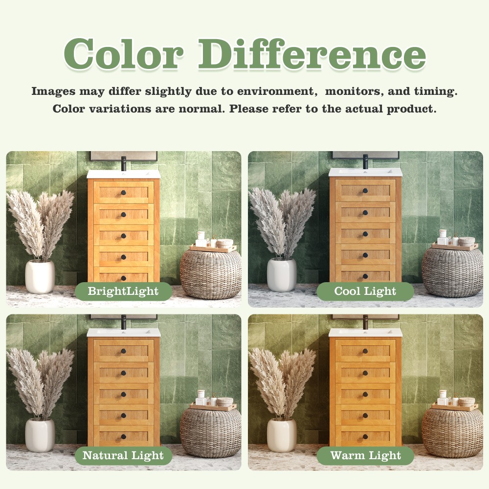 20″ Bathroom Vanity with Integrated Ceramic Sink Cabinet with Soft-Closing Door
