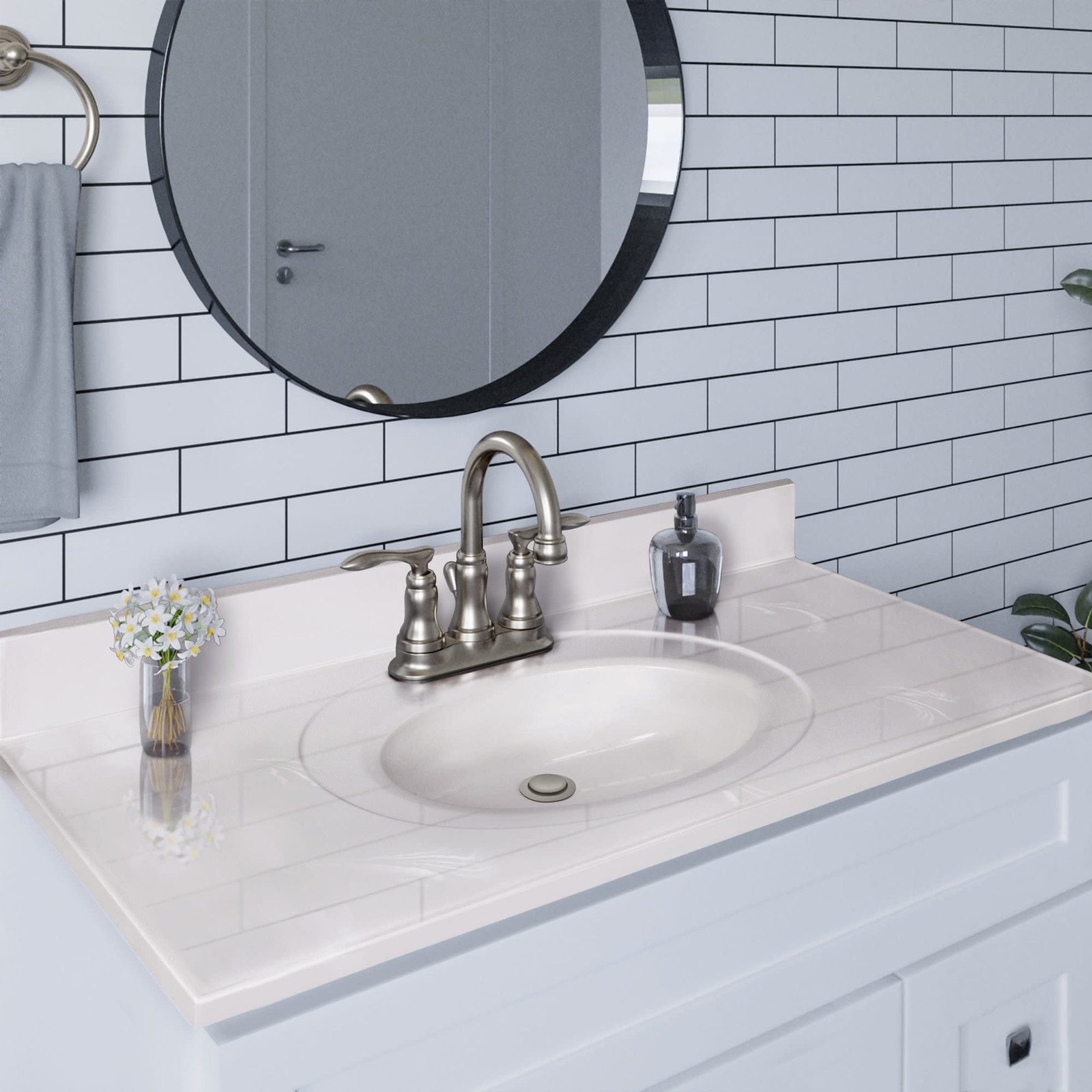 Design House 586164 43″ Cultured Marble Vanity Top – White
