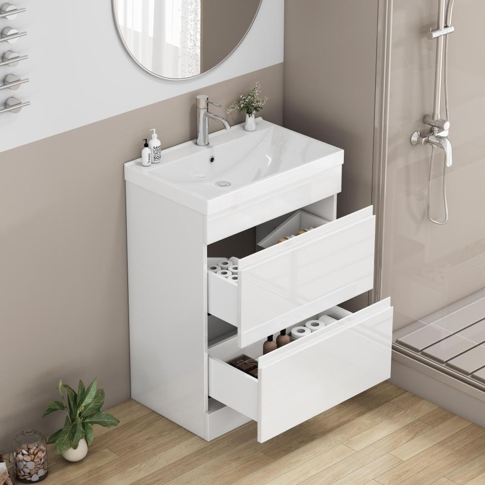 24-Inch Bathroom Vanity With Sink Combo , 2 Doors Bathroom Cabinet, With Shelf