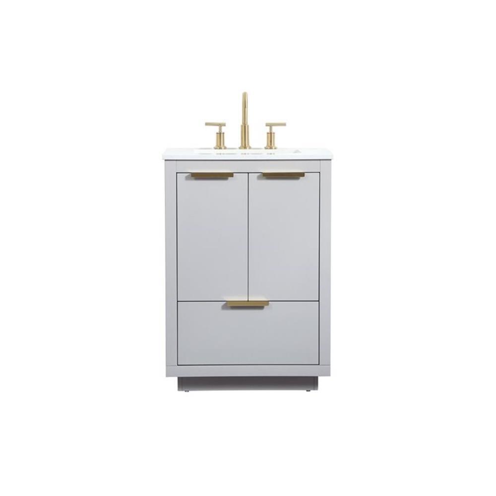 Elegant Decor Blake 24″ Aluminum Alloy MDF Single Bathroom Vanity in Gray