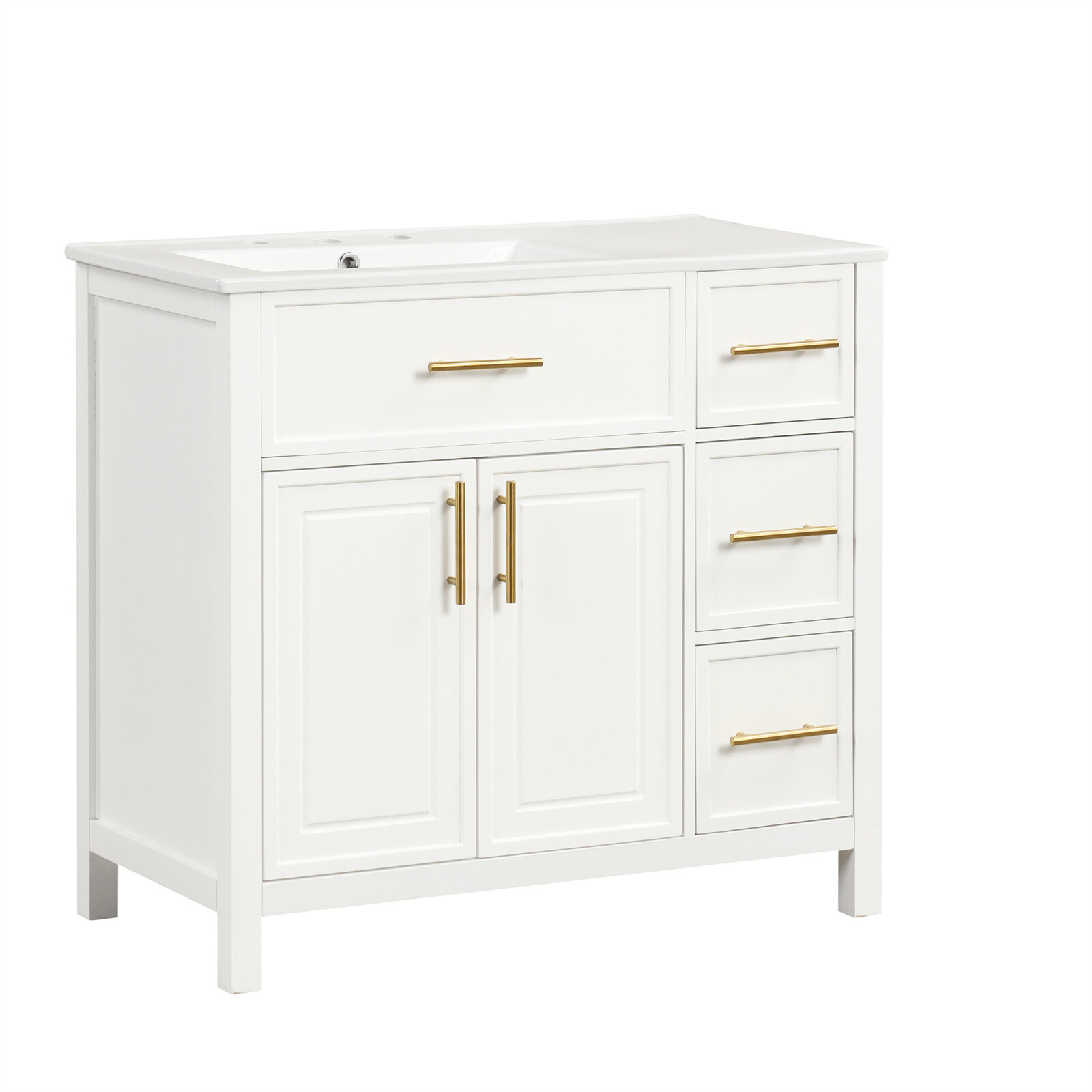 36″ Bathroom Vanity with Sink Bathroom Cabinet with 2 Doors and 3 Drawers