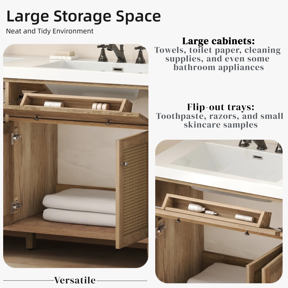 60 Inch Bathroom Vanity with Double Sink ( SMC Sink ), Large Storage Space
