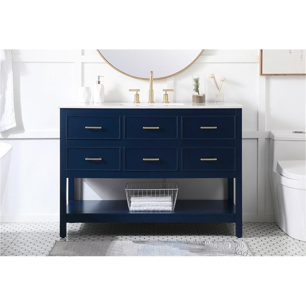 Elegant Decor Sinclaire 48″ Aluminum Alloy & MDF Single Bathroom Vanity in Blue