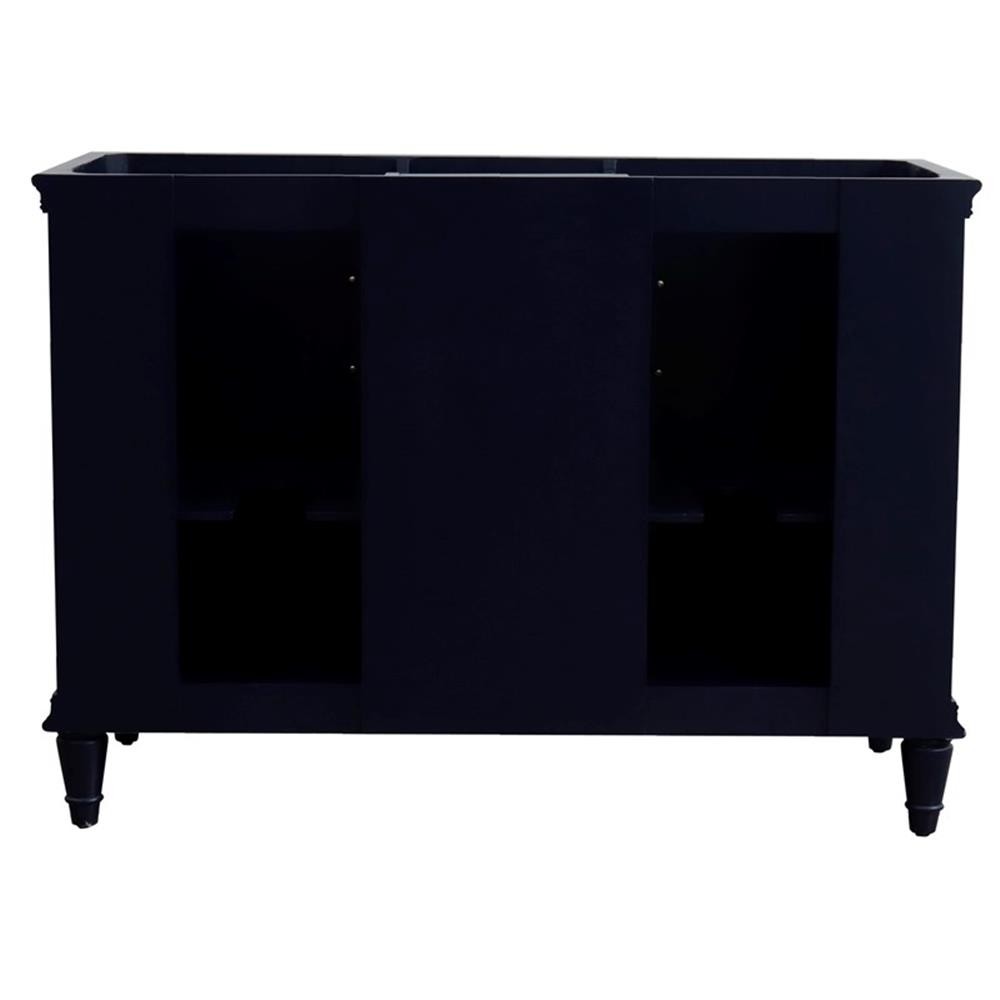 49 in. Double Wooden Vanity Blue with White Carrara Oval Sink