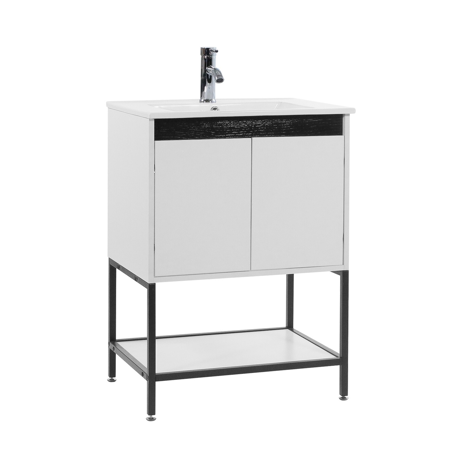 24″ Bathroom Vanity Combo Storage Cabinet FloorStanding w/Sink Faucet Set