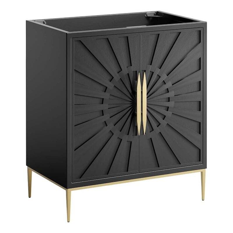 Modway Awaken 30″ Solid Wood and MDF Bathroom Vanity Cabinet in Black