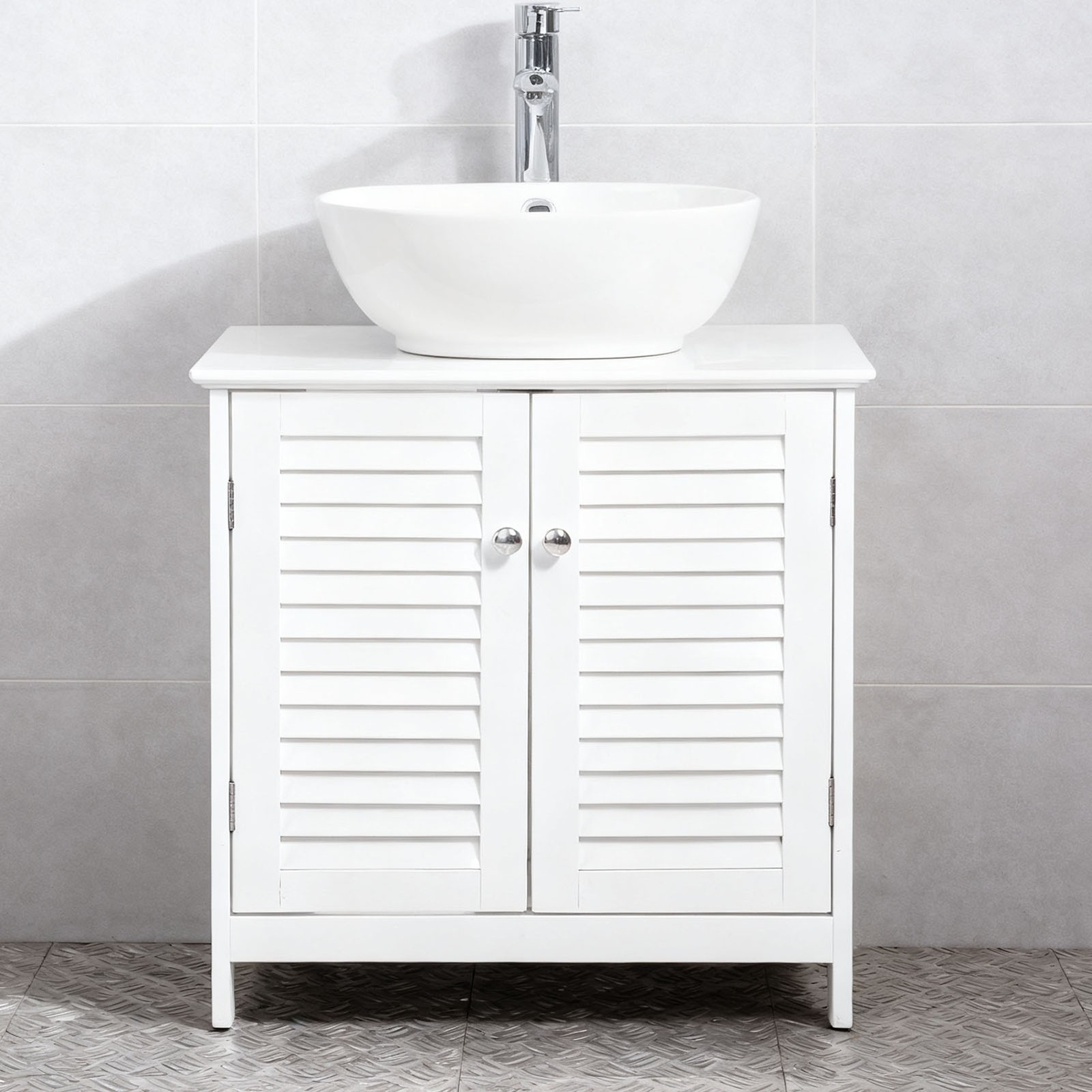 Bathroom Vanity Under Sink Wooden Cabinet with U-Shaped Cutout Elevated Legs