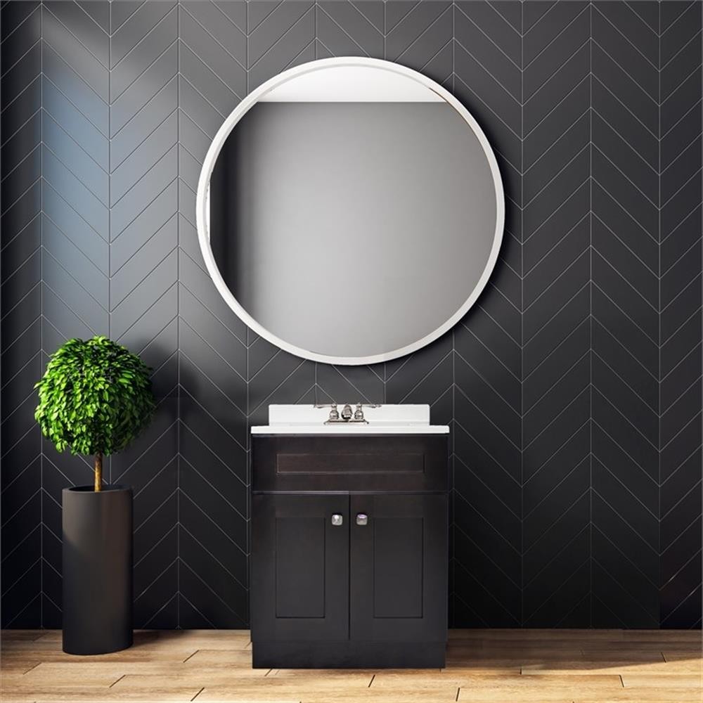 Brookings Vanity in Espresso w/ White Marble Top Fully Assembled 25″