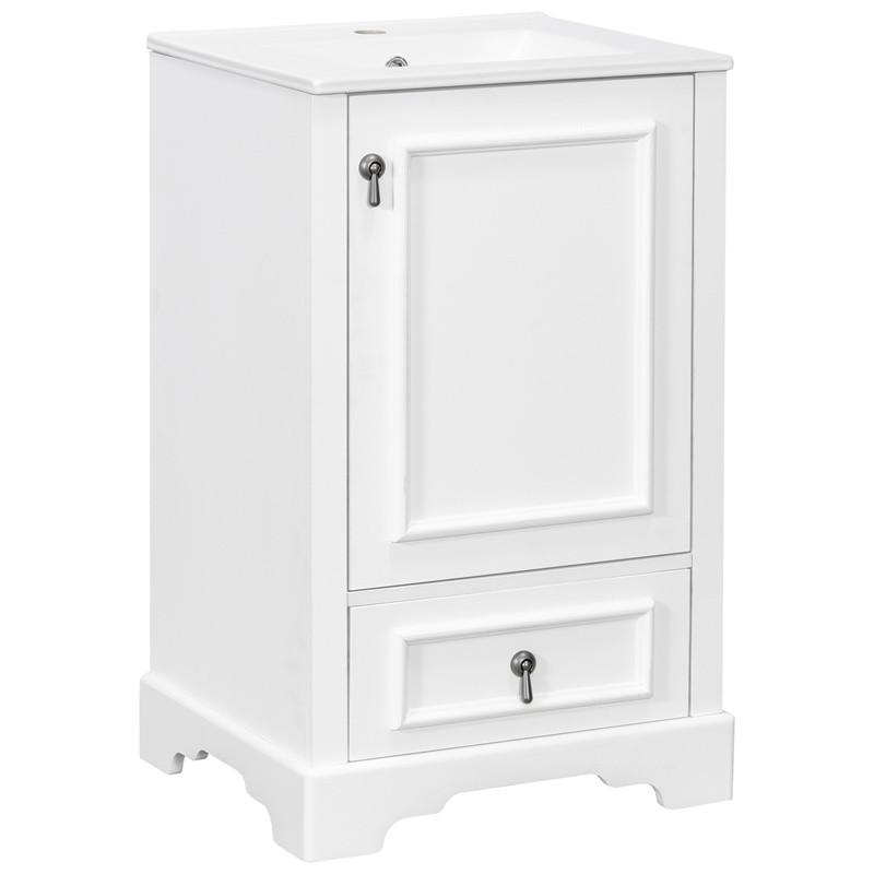20 In Modern Bathroom Vanity with Ceramic Sink,Soft Close Door,Adjustable Shelf