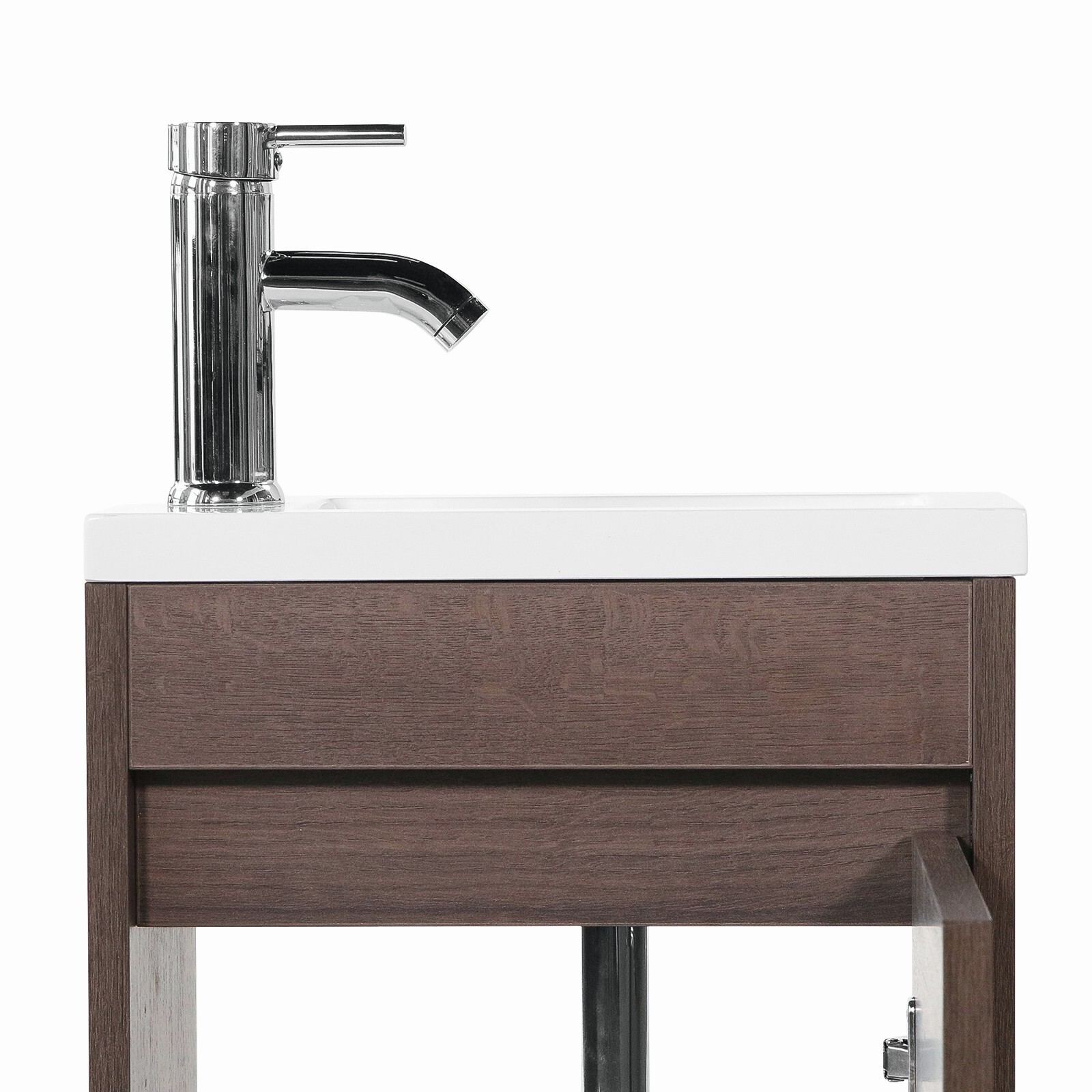 16″ Bathroom Vanity With Sink Wall Mount Floating Cabinet for Small Roomw/Faucet