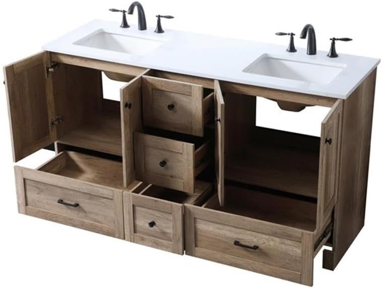 Elegant Lighting – VF2860DNT – 60 Inch Double Bathroom Vanity In Natural Oak