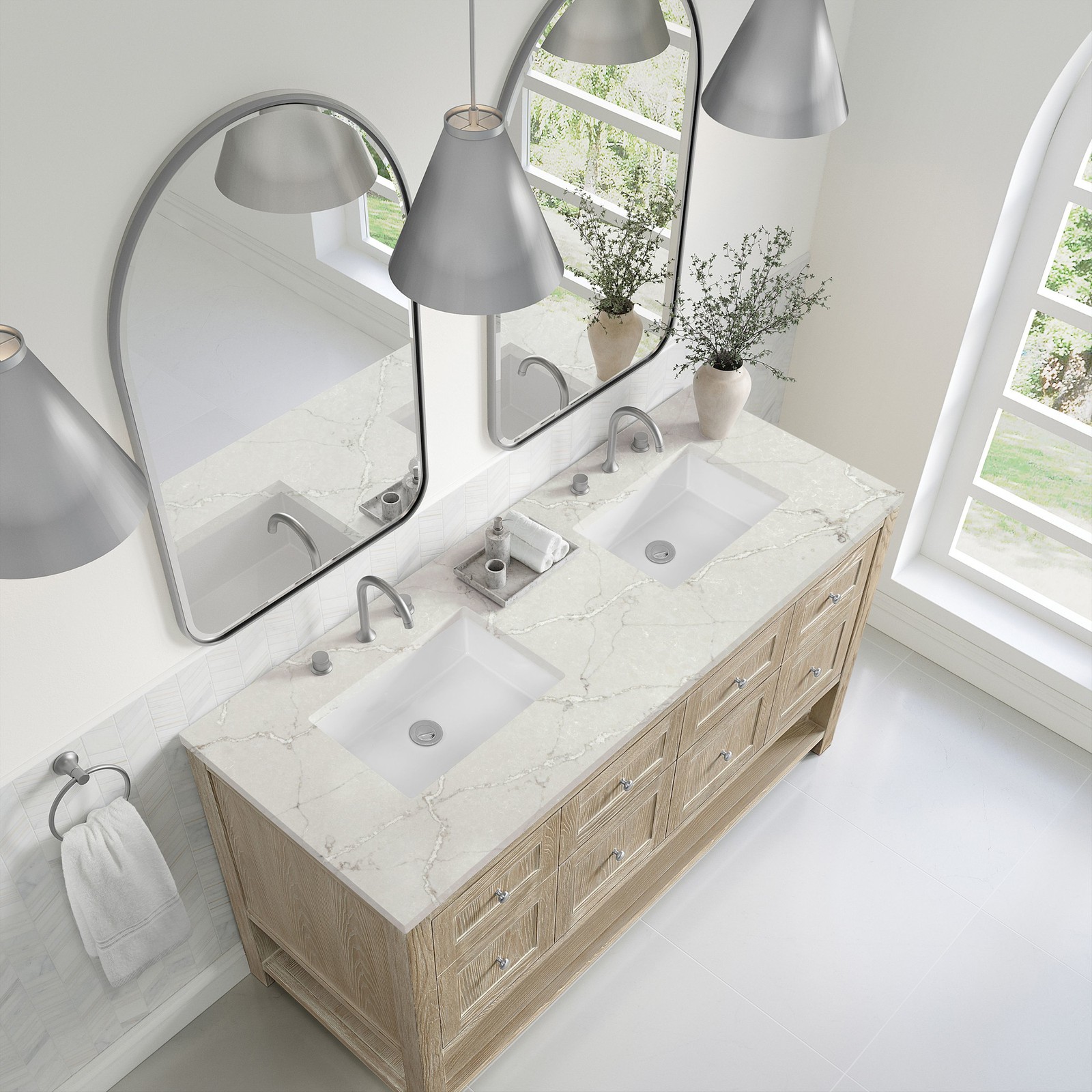 James Martin Vanities 330-V60D-FVSL Breckenridge 60″ – Whitewashed Oak