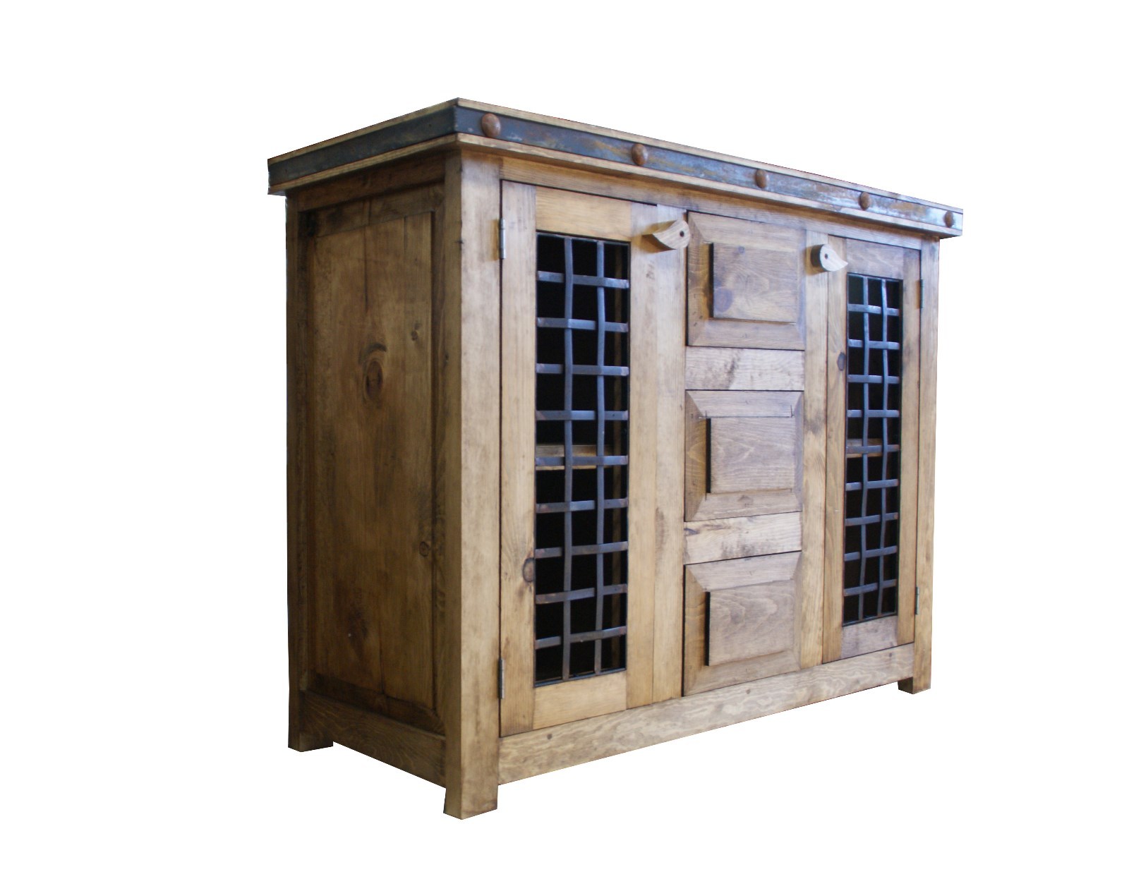 Rustic Reclaimed Wood Natural Wood Dungeon Doors Bathroom Vanity
