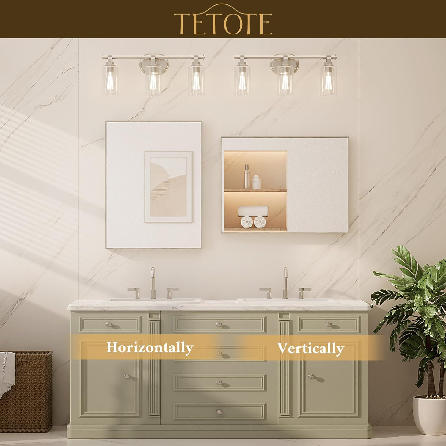 Brushed Nickel 24″x36″ Modern Farmhouse Bathroom Mirror with Tempered Glass