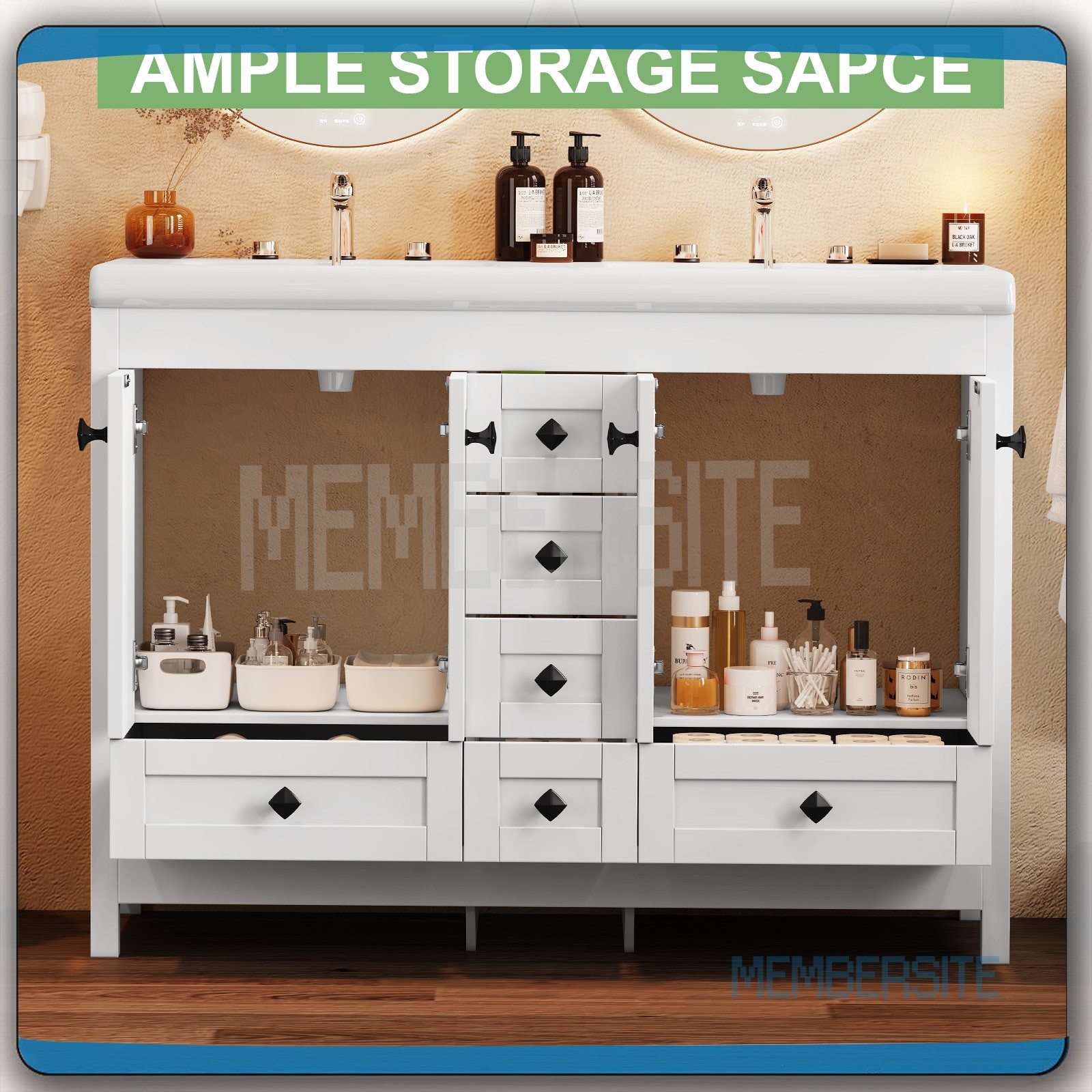 47.3″ Bathroom Vanity Bathroom w/Sink Cabinet and Soft Closing Doors , 6 Drawers