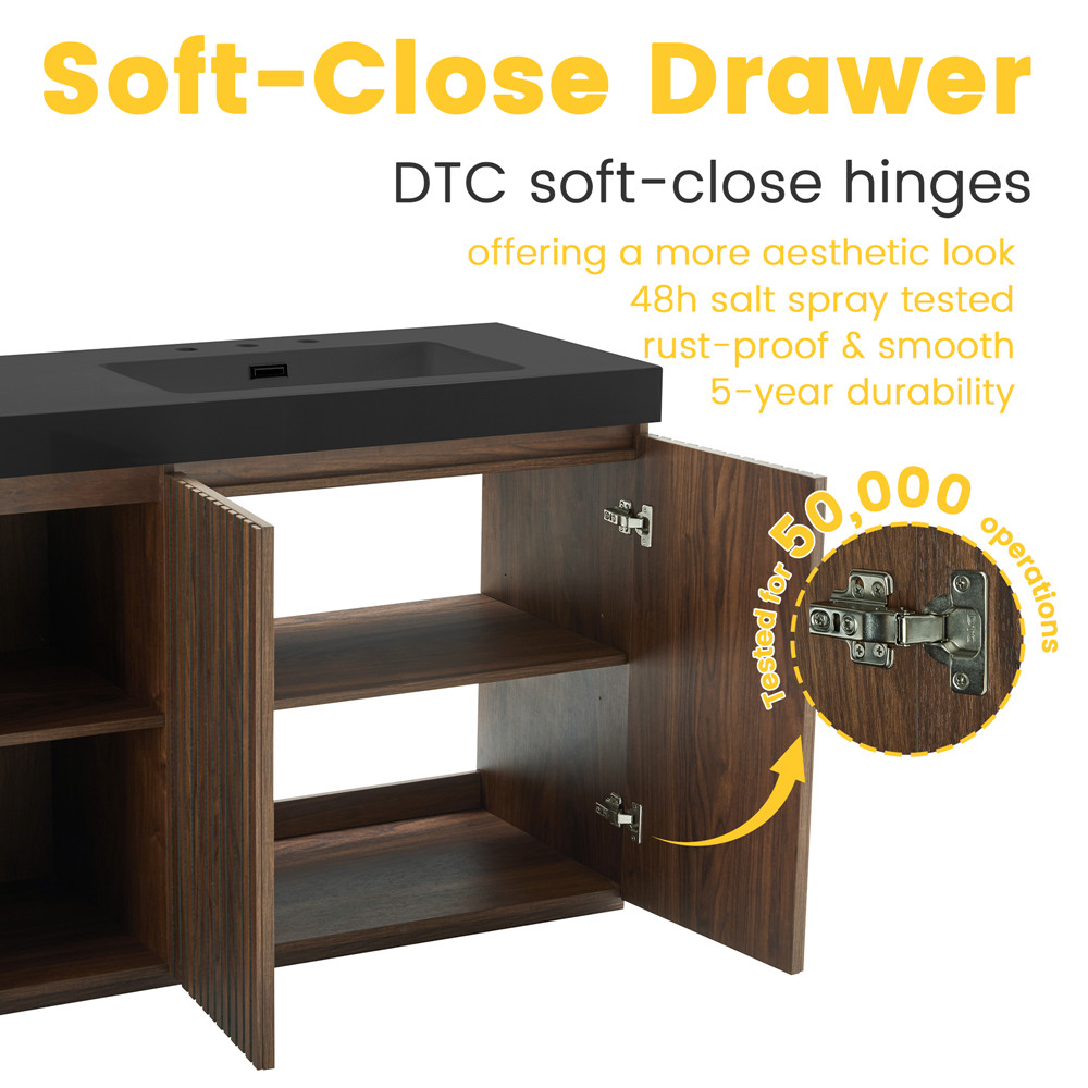 72″ Bathroom Vanity w/Double Sink,Freestanding Vanity 4 Door Cabinet, Shelves