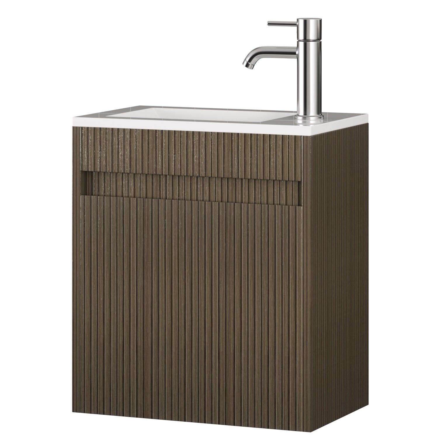 16″ Bathroom Vanity Wall Mount Cabinet with Sink Faucet Vessel Drain Combo Set