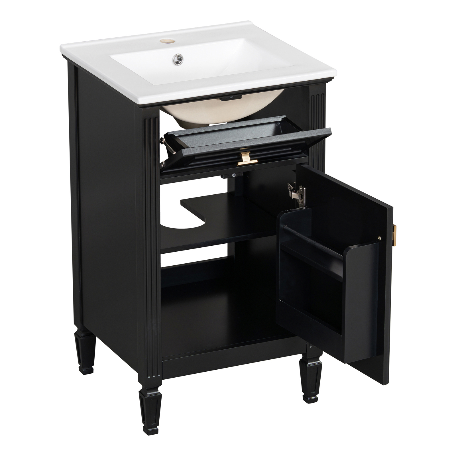 20″ Bathroom Wood Vanity with Ceramic Sink Modern Freestanding Storage Cabinet