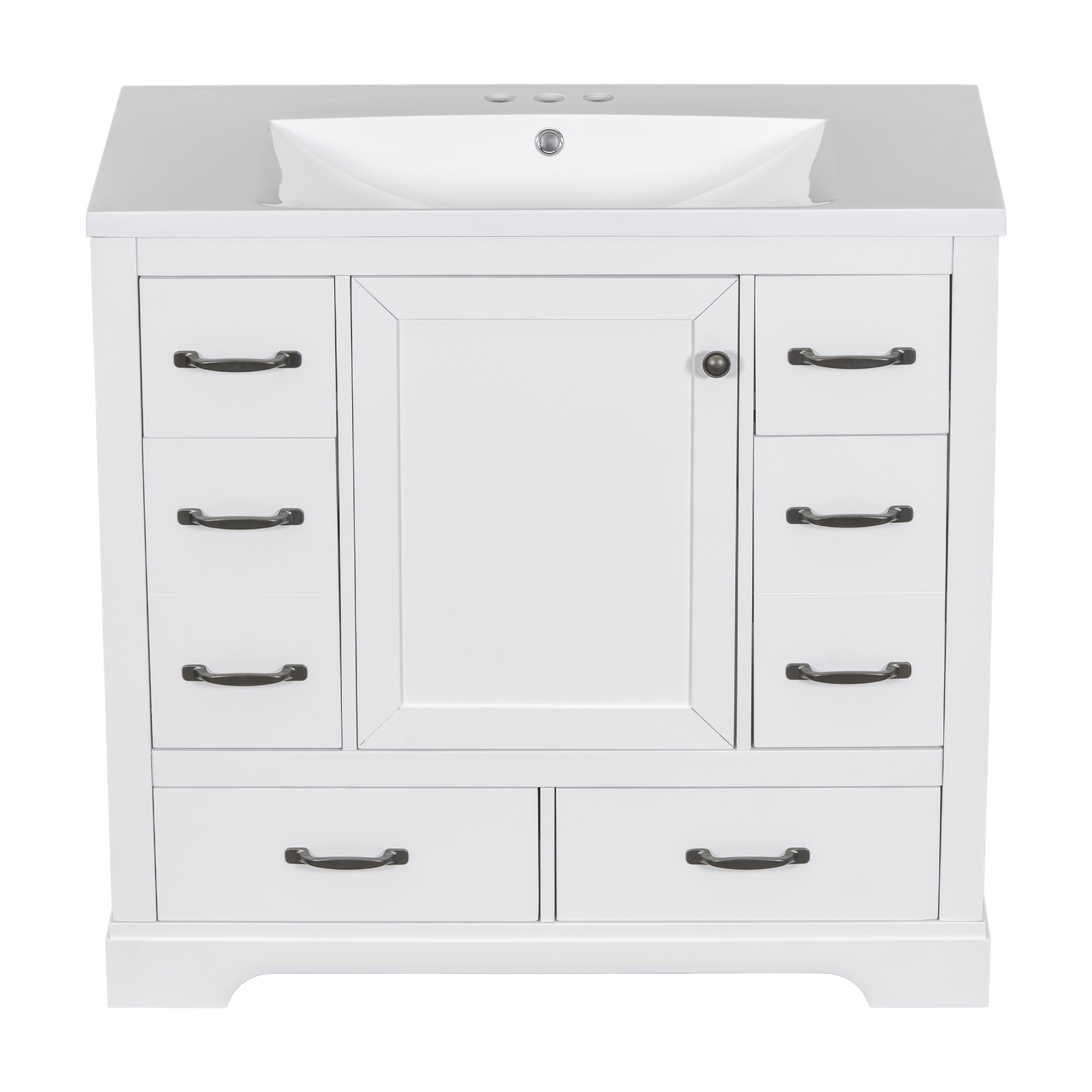 36“ Bathroom Vanity w/ Sink, 6 Drawers, Freestanding Storage Bath Vanity Cabinet