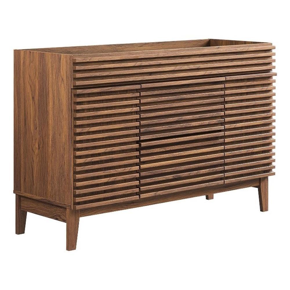 Modway Render 47″ Plastic and Wood Bathroom Vanity Cabinet in Walnut