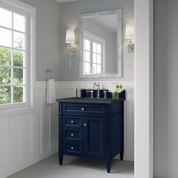 30″ James Martin Brittany 650-V30-VBL-3CSP Vanity Cabinet Charcoal Soapstone Top