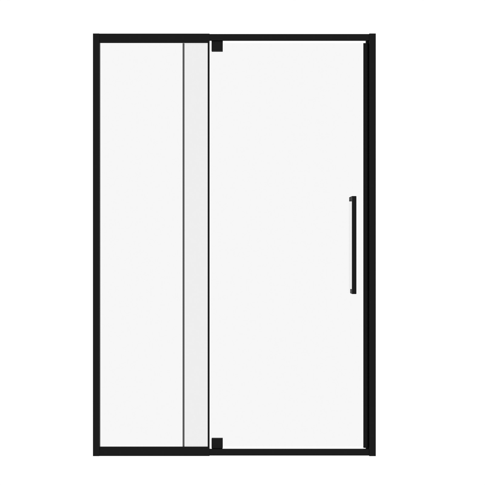 Semi-Frameless Pivot Hinged Glass Shower Door 56-60″ W x 72″ H Matte Black