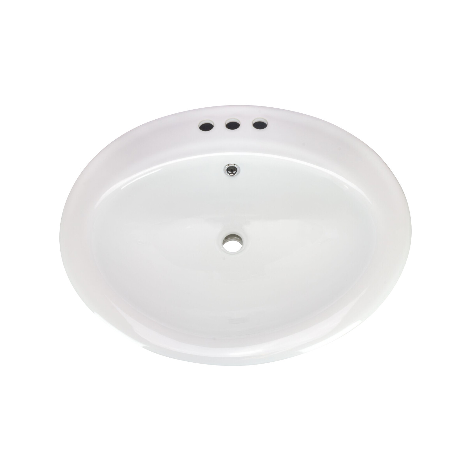 Canal Oval Shaped Drop-In 3-Hole Bathroom Vanity Sink 22-1/8″ X 18-7/8″ White