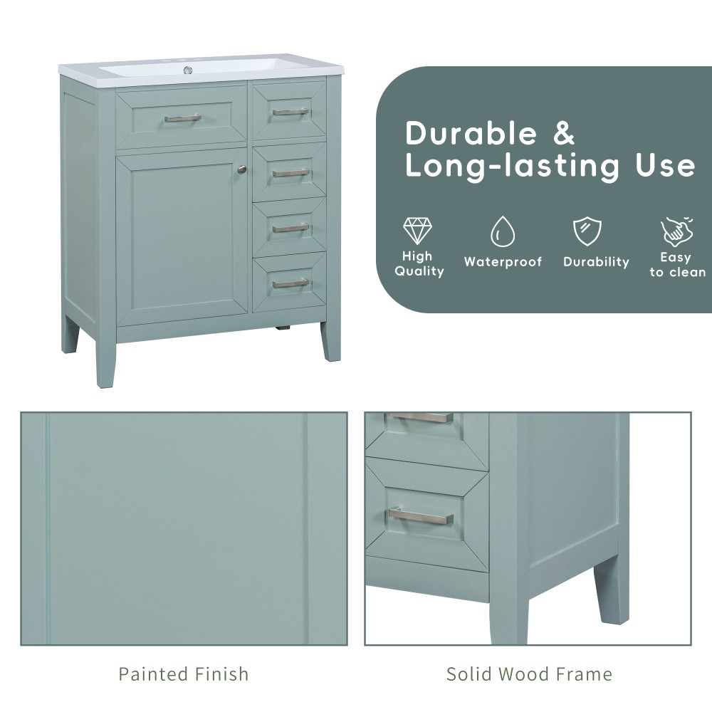 Vanity with Three Sliding Drawers and Shelves For Bathrooms Without Sinks