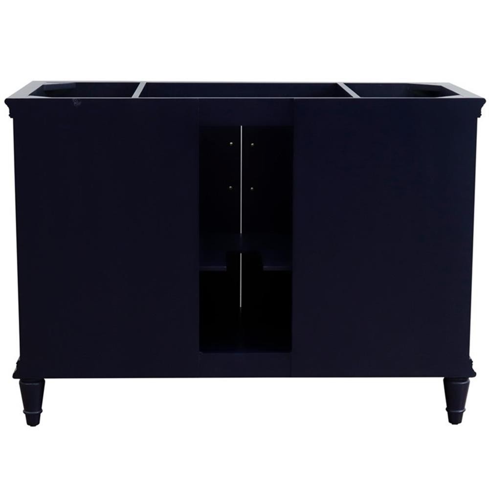 49 in. Single Wooden Vanity Blue with Gray Granite Oval Sink