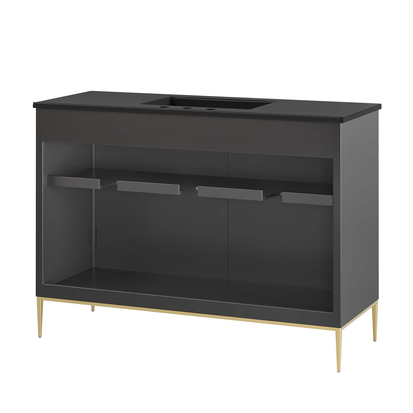 Modway Awaken 48″ Solid Wood and MDF Bathroom Vanity in Black