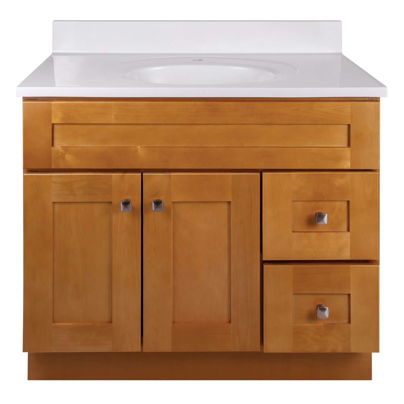 Brookings 37in. Solid Wood Vanity in Birch with Single Hole Top Fully Assembled