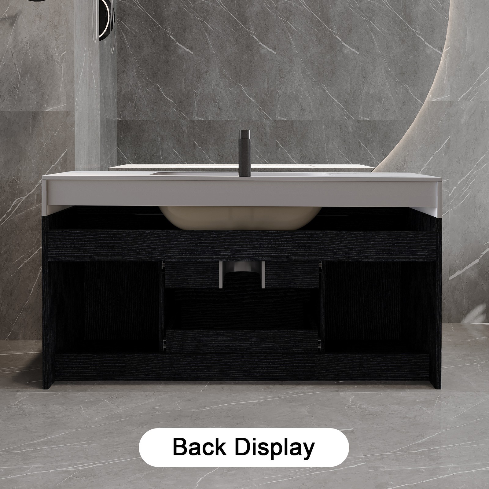 39.4″ Bathroom Vanity with Sink, Waterproof Plywood Cabinet, Ceramic Basin