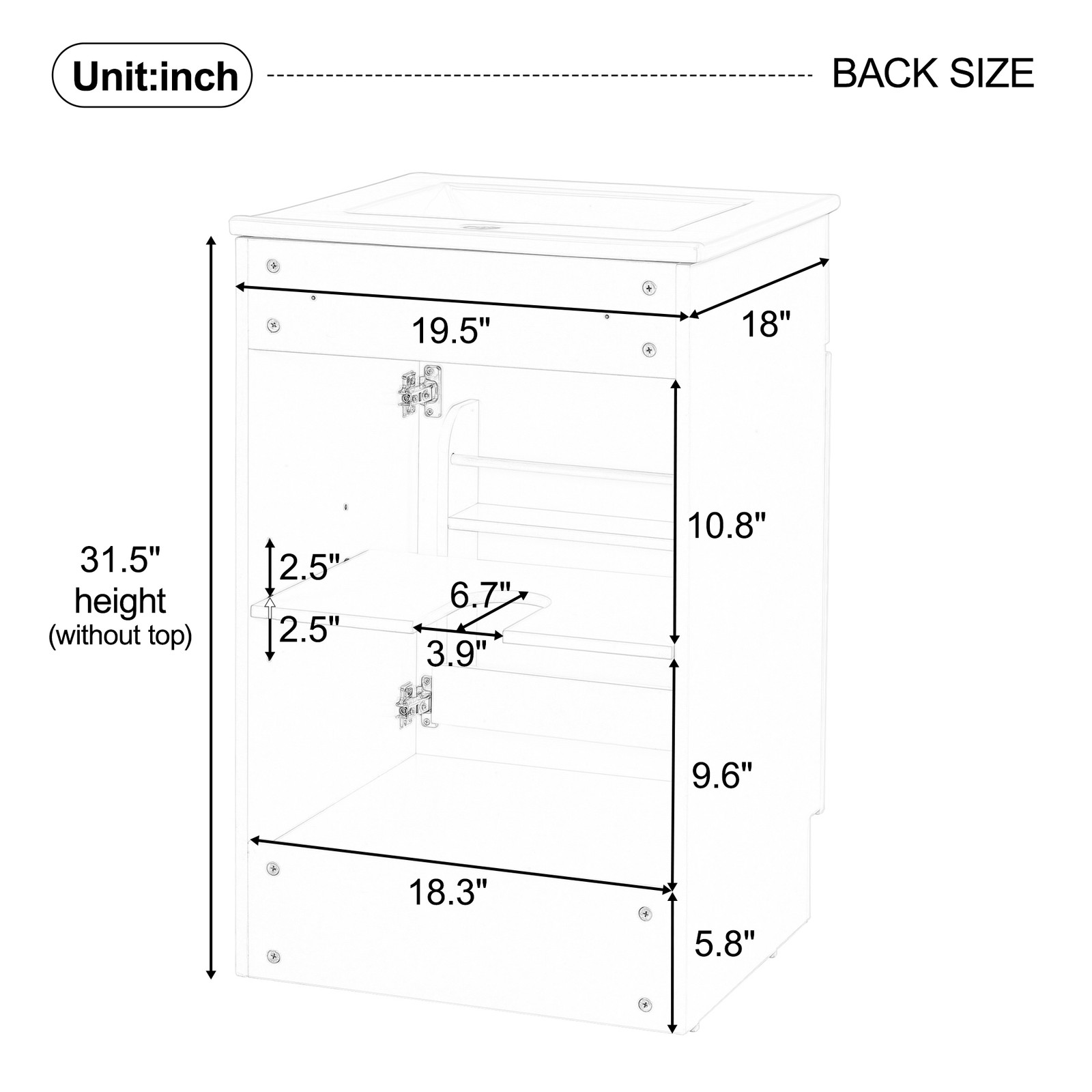 20″ Bathroom Vanity with Ceramic Sink, Black MDF Cabinet