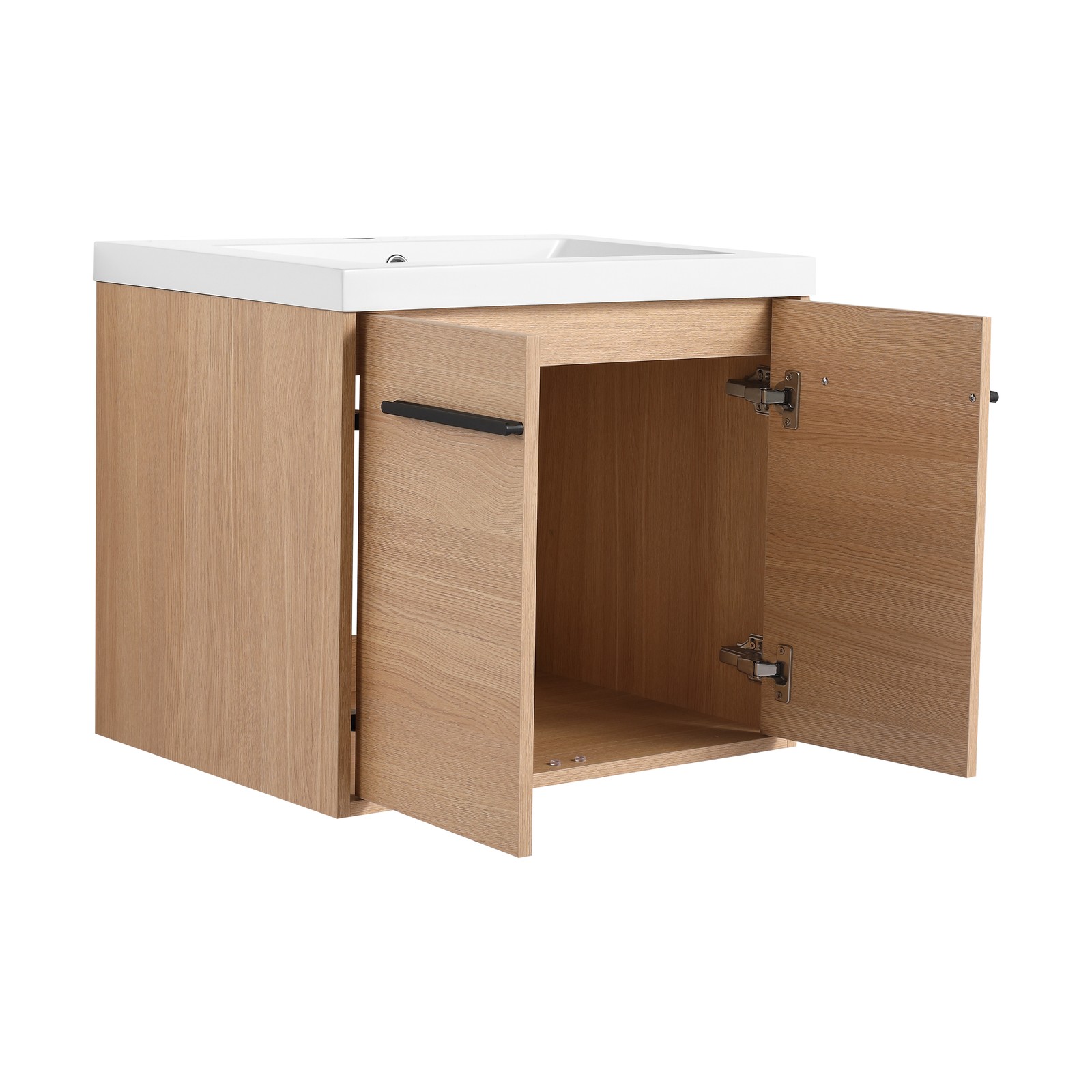 24″ Floating Wall Mounted Bathroom Vanity Cabinet with Resin Basin Natural Oak