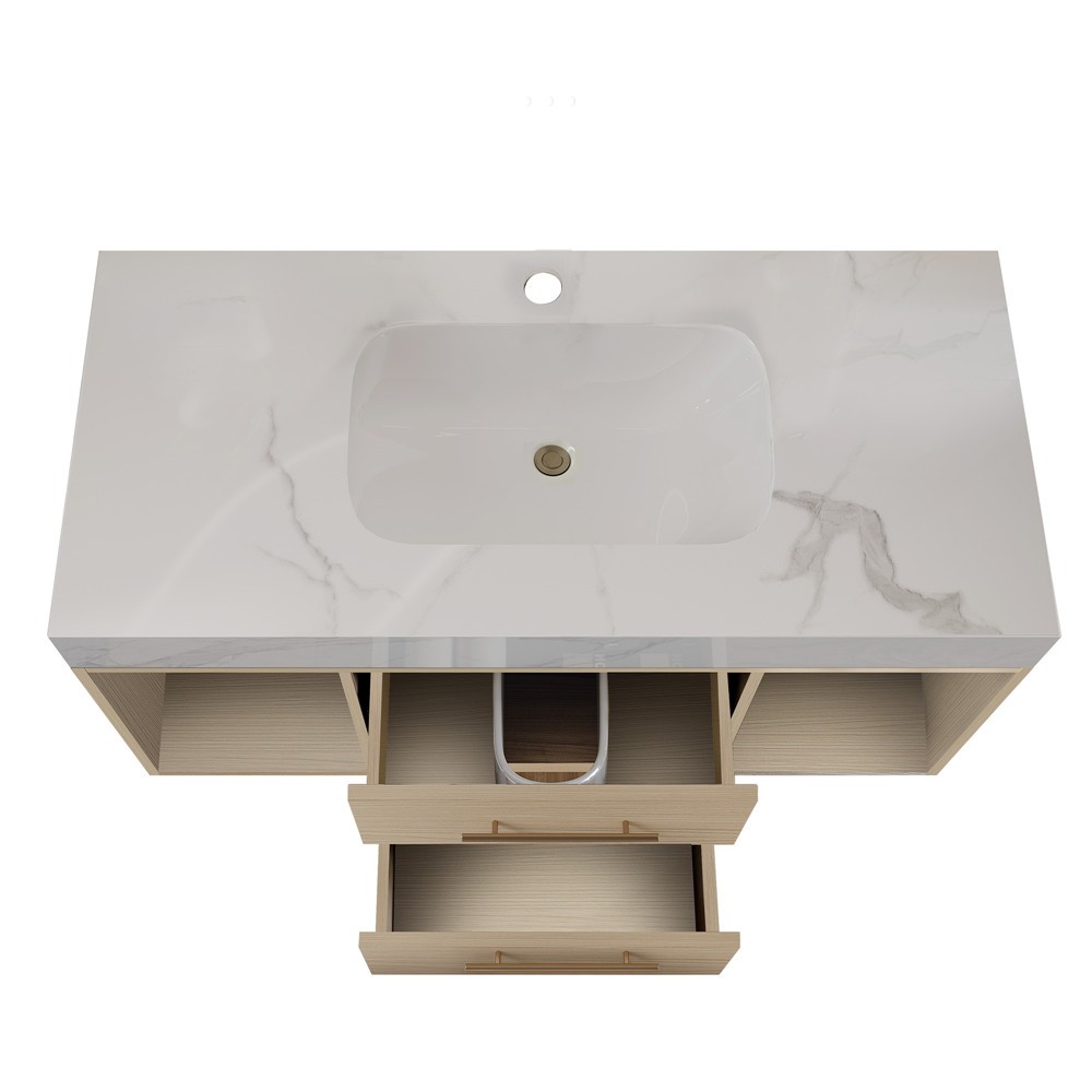 39.4″ Floating Bathroom Vanity Cabinet w/Sink,2 Drawers Wall Mounted Bath Vanity