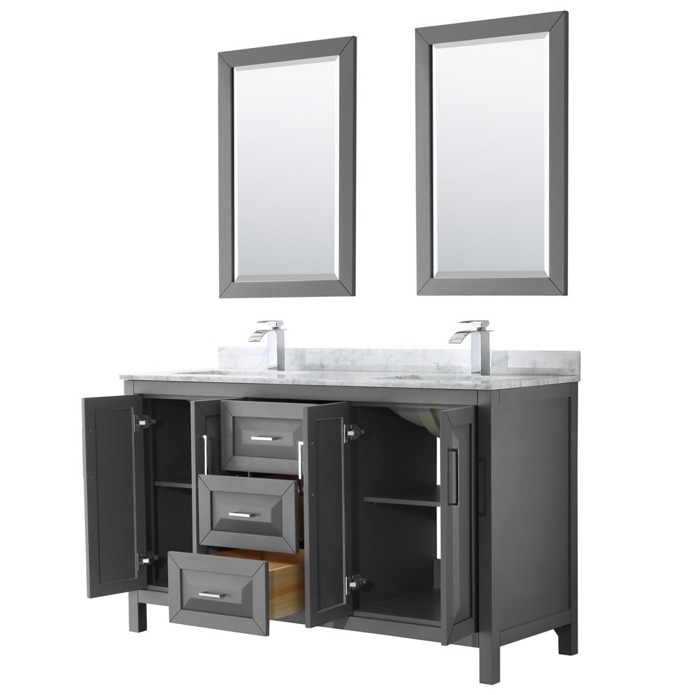 Wyndham Collection WCV252560DUNSM24 Daria 60″ – Dark Gray / White Carrara Marble