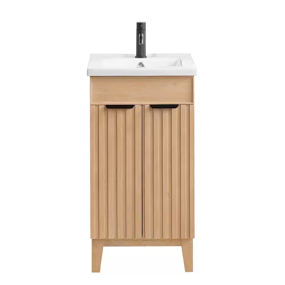 Palos 18.1 In.W X 18.1 In.D X 34.8 In.H Single Sink Bath Vanity in Fir Brown wit