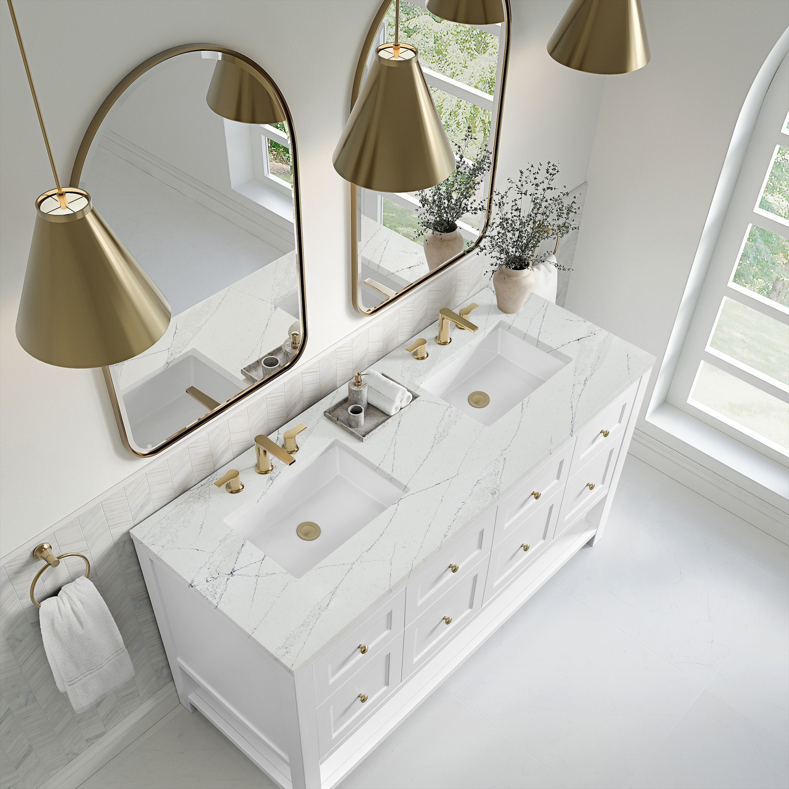 James Martin Vanities 330-V60D-FENC Breckenridge 60″ – Whitewashed Oak