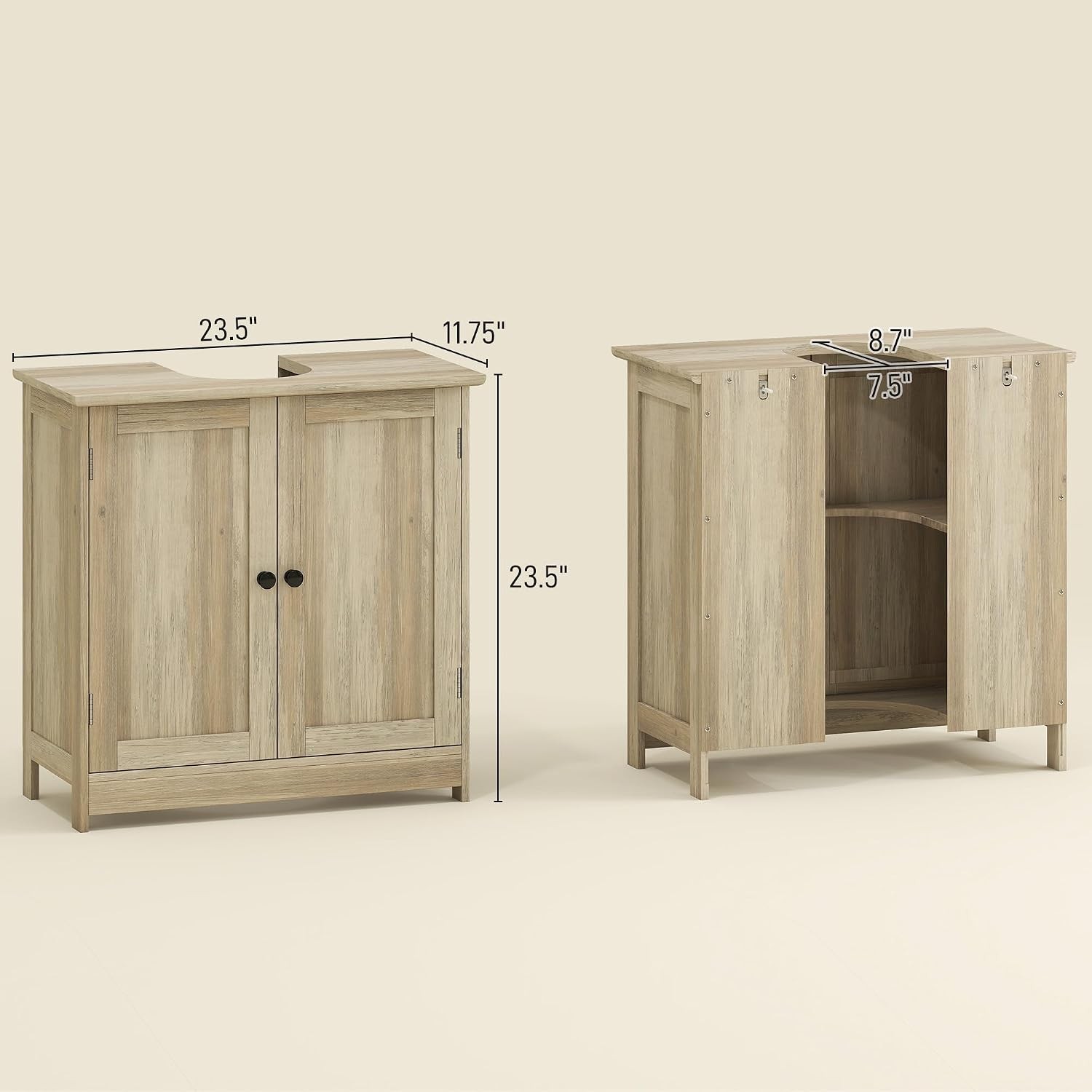 Under Sink Bathroom Cabinet Pedestal Sink Storage Cabinet with 2 Doors Shelf