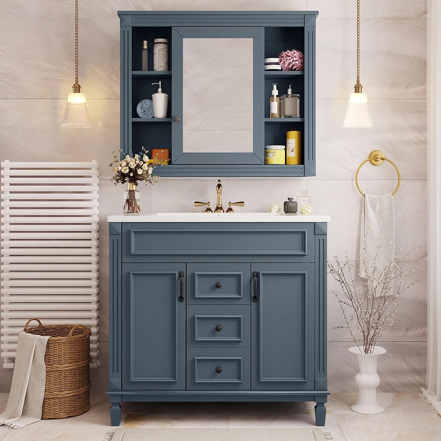 36″ Bathroom Vanity W/ Sink 36 inch Bathroom Vanity Storage Cabinet W/ Matching