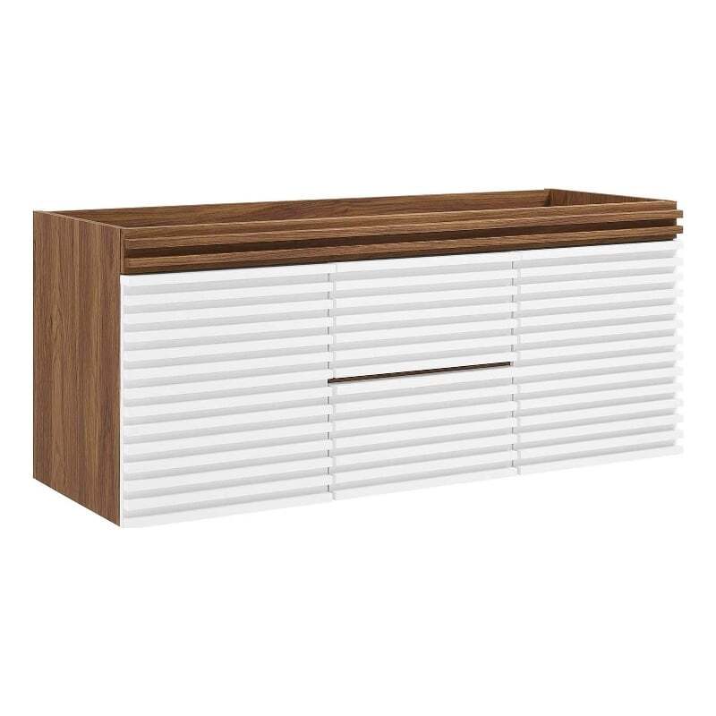 Modway Render 48″ MDF and Particleboard Bathroom Vanity Cabinet in White/Walnut