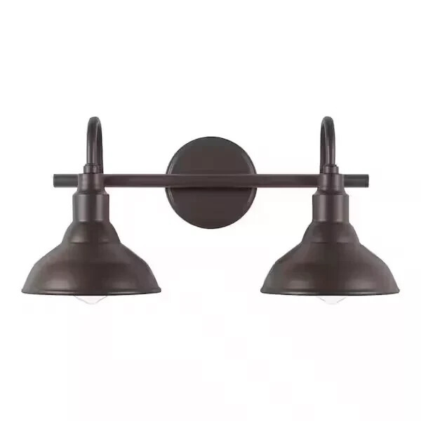 Hampton Bay Kelford 18.25 in. 2, Brown Finish Vanity Light NIB
